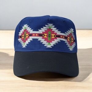 Blue and Black Geometric Pattern Cap